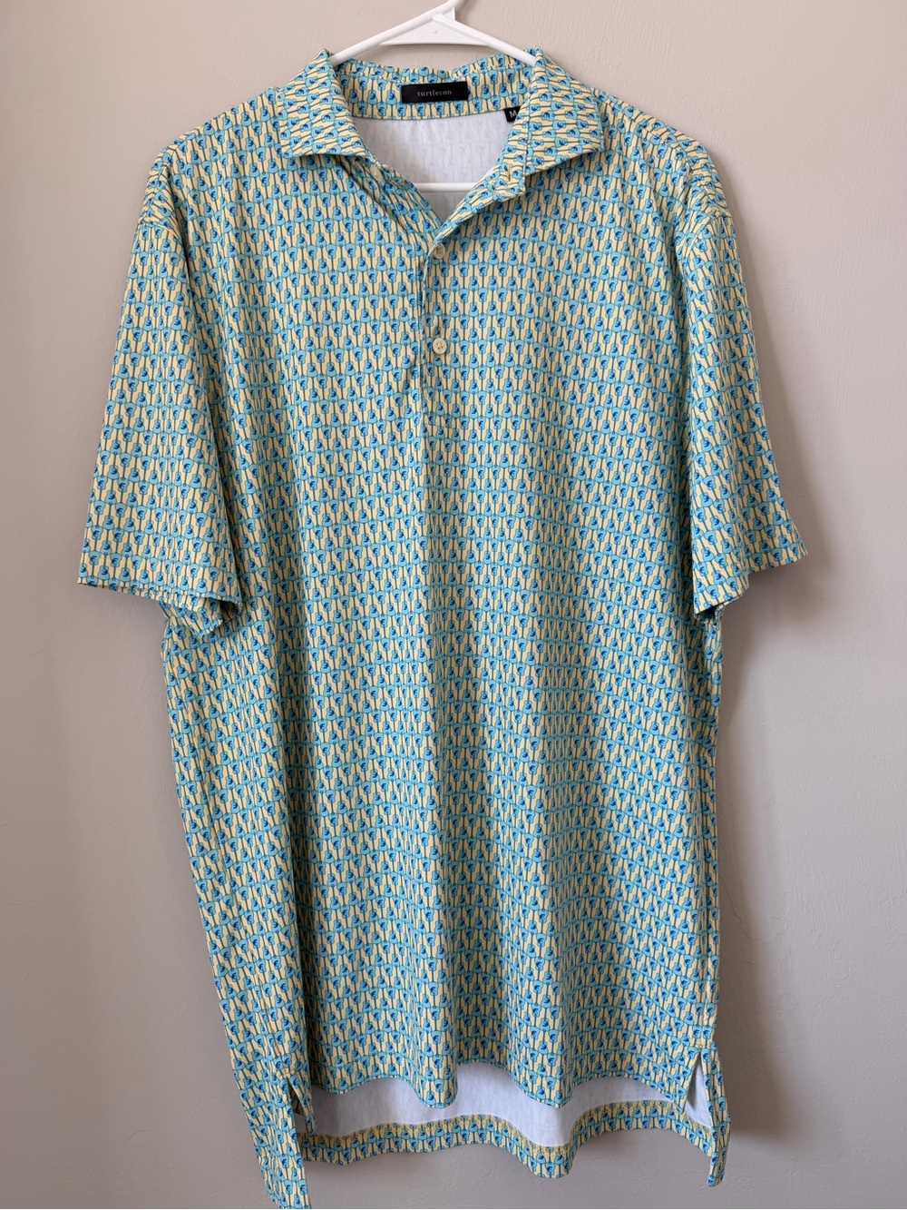 Turtleson Men's Aqua & Yellow Patterned Polo Shirt